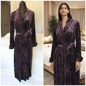Lauren Ralph Lauren Velvet Long Robe Women's Small Paisley Print Long sleeves